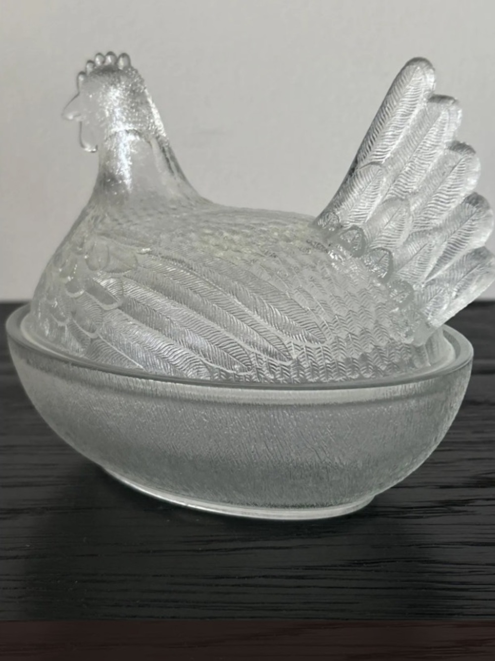 Original Indiana Glass Beadless Stippled Base Hen on A Nest Dish Clear 1930-1940 - Picture 5 of 14
